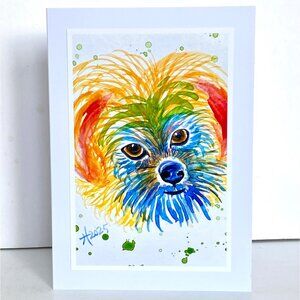 Max Dog Painting Art Print 5x7in Blank Greeting Card and Envelope All Occasion
